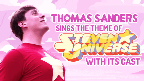 Thomas Sanders with the Steven Universe cast singing "We are the Crystal Gems"